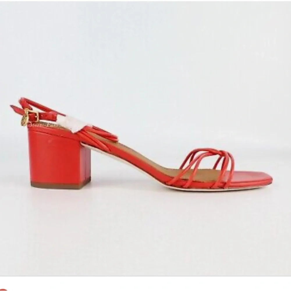 Tory Burch Red Strappy Block Heel Sandals